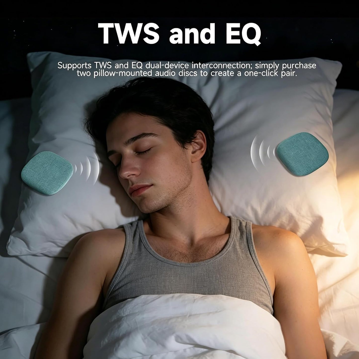 Under Pillow Sleep Speaker, Flat Bluetooth Pillow Speaker for Sleeping | Material: Plastic & woven fabric. Use: Bone conduction audio for bedtime relaxation, side sleepers, and masking noise.