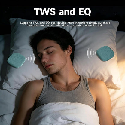 Under Pillow Sleep Speaker, Flat Bluetooth Pillow Speaker for Sleeping | Material: Plastic & woven fabric. Use: Bone conduction audio for bedtime relaxation, side sleepers, and masking noise.