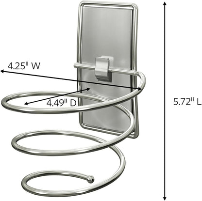 Command Hair Dryer Holder, Satin Nickel, 1 Dryer Holder, 2 Water Resistant Strips, Damage-Free Bathroom Organization and Decor | Water Resistant, Damage-Free Hanging with Adhesive Strip, No Tools