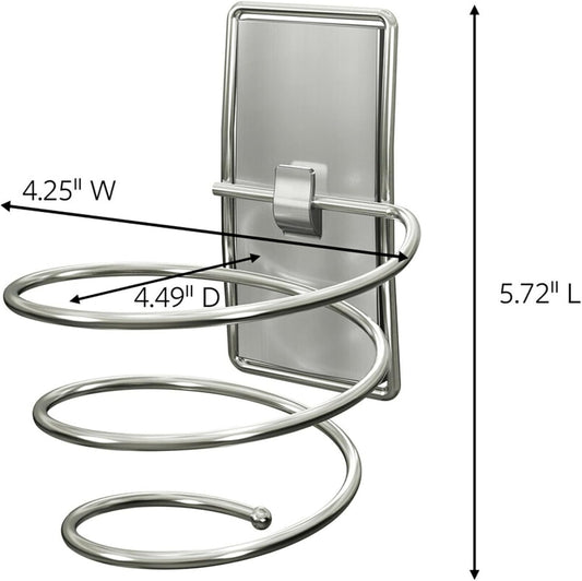 Command Hair Dryer Holder, Satin Nickel, 1 Dryer Holder, 2 Water Resistant Strips, Damage-Free Bathroom Organization and Decor | Water Resistant, Damage-Free Hanging with Adhesive Strip, No Tools
