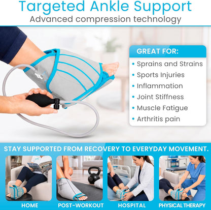 Vive Compression Ankle Ice Pack Wrap for Foot Pain Relief - Soft Cold Brace for Recovering Injuries - Support for Swelling, Sprains, & Fractures - Filled with Reusable Gel, Fits Small & Large Feet