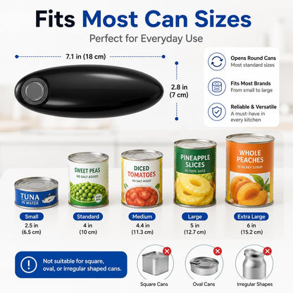 Electric Can Opener for Seniors, One-Touch Battery Operated, Smooth Edges | Fits most round cans with hands-free operation. Easy for seniors and people with arthritis or limited hand strength.