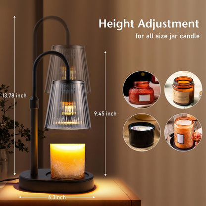 Adjustable Candle Warmer Lamp with Timer - Electric Light Wax Warming