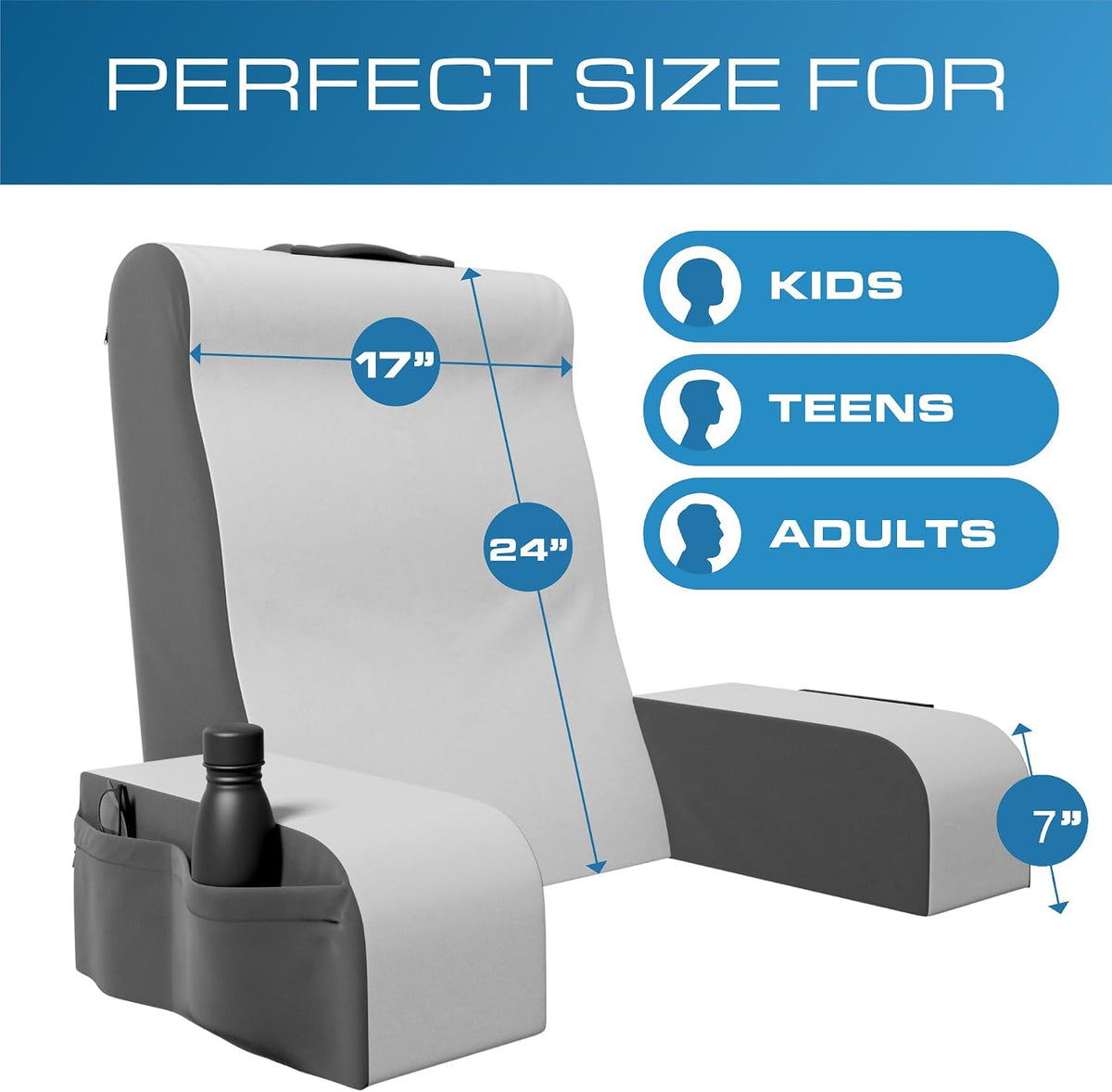 Kölbs Reading Pillow, Full Support Comfort Solid Foam, Back Cushion for Bed Sitting Up TV Book Gaming - Back Support Backrest Use on Mattress or Sofa (Grey/White, Tall)
