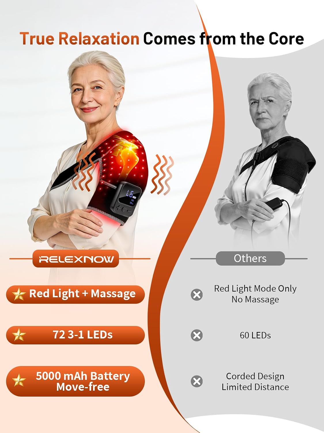 RELEXNOW Red Light Therapy for Shoulder with Vibration Portable FSA/HSA