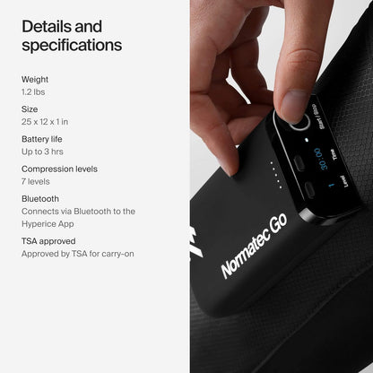 Hyperice Normatec Go Wireless Mobile Dynamic Air Compression Calf Muscles | Portable | Increase Circulation | Reduce Pain | Tension in Legs | Bluetooth Enabled | 7 Levels Customizable Pressure