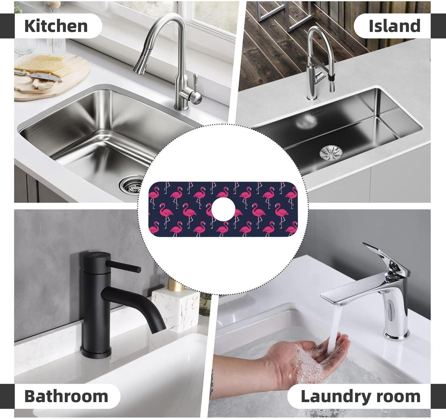 Wildflowers Floral Flower Kitchen Sink Splash Guard Faucet Mat Super Absorbent Fast Drying Mat Sink Gadgets-Fast Drying Pad Sink Mat For Kitchen Bathroom (15" X 5.5" )