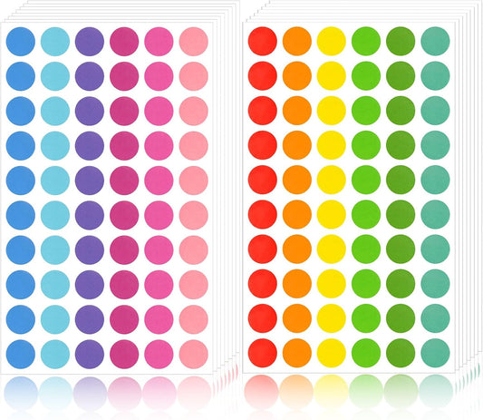 Koogel 3360PCS Colored Dot Stickers Round Coding Labels, 12 Color Polka Circle Label Stickers for Classroom, Garage Sales, Papers Office Student Etc, 3/4 inches