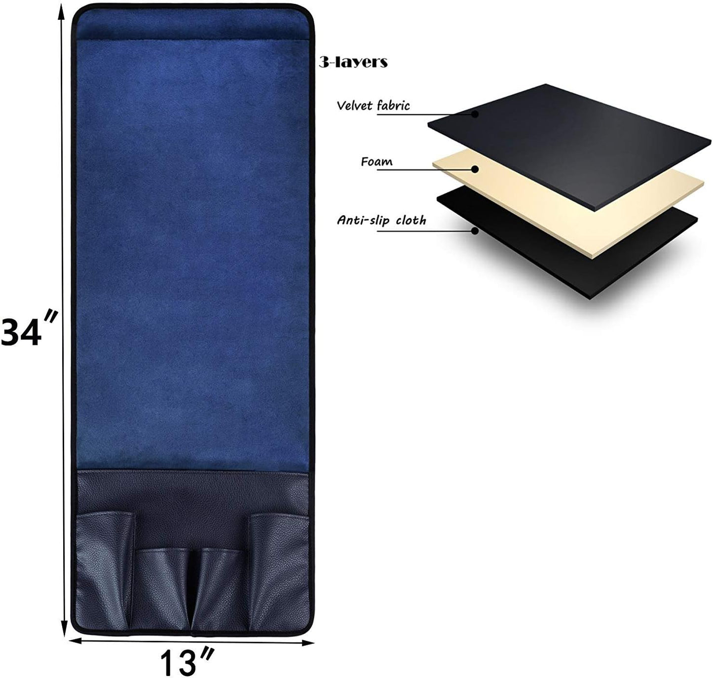 Wanty Velvet Sofa Couch Chair Armrest Soft Caddy Organizer Holder for Remote Control, Cell Phone, Book, Pencil (Black)
