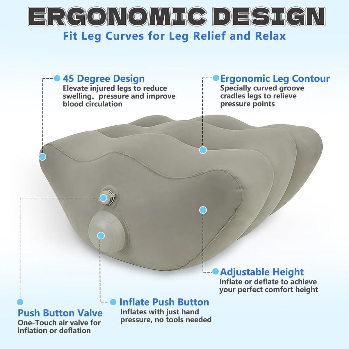 Inflatable Leg Elevation Pillow for After Surgery Swelling Circulation