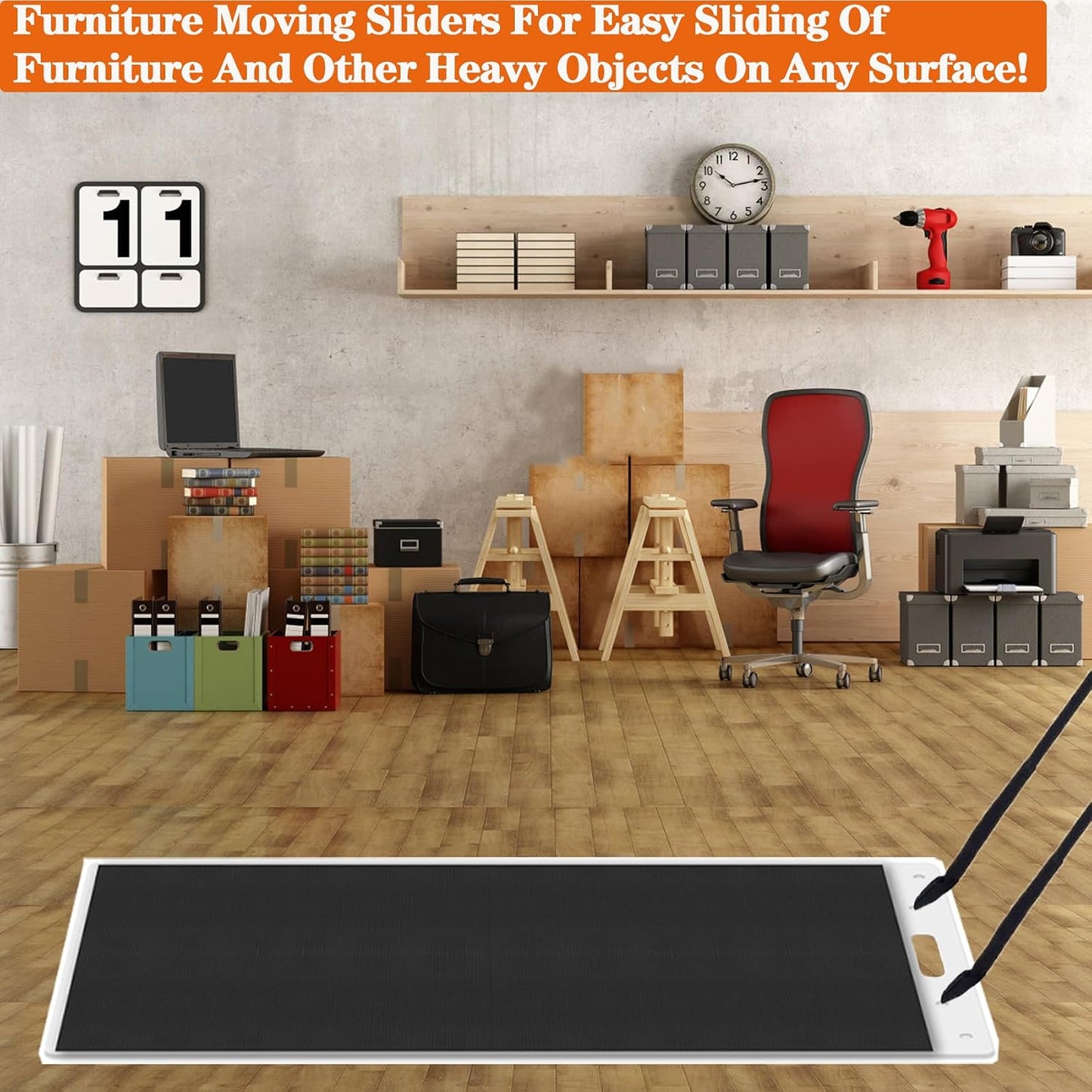 2 Set Large Furniture Sliders with Pull Strap, 4 ft Appliance Moving Sliders, Heavy Duty Furniture Movers Sliders, Furniture Pull Sliders for Carpet and Hardwood Floors (48" x 6.5")