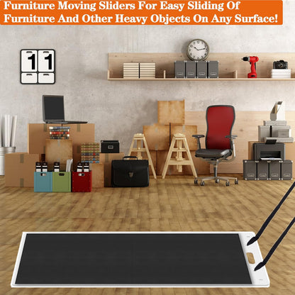 2 Set Large Furniture Sliders with Pull Strap, 4 ft Appliance Moving Sliders, Heavy Duty Furniture Movers Sliders, Furniture Pull Sliders for Carpet and Hardwood Floors (48" x 6.5")