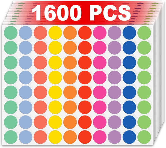 6 Different Colored Dot Stickers for Toddlers Kids 3/4 Inch 3000 Pcs, Misofuki 6 Assorted Blank Circle Garage Sale Price Stickers Rolls for Classroom Student Home, Round Color Coding Label Stickers