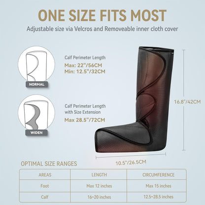 FIT KING Air Compression Leg and Foot Massager with Heat for Circulation | FSA-HSA, Adjustable Leg Wraps, Size Extensions, 3 Modes 3 Intensities, Helpful for Pain Edema RLS, Great Gift for Wife Mom