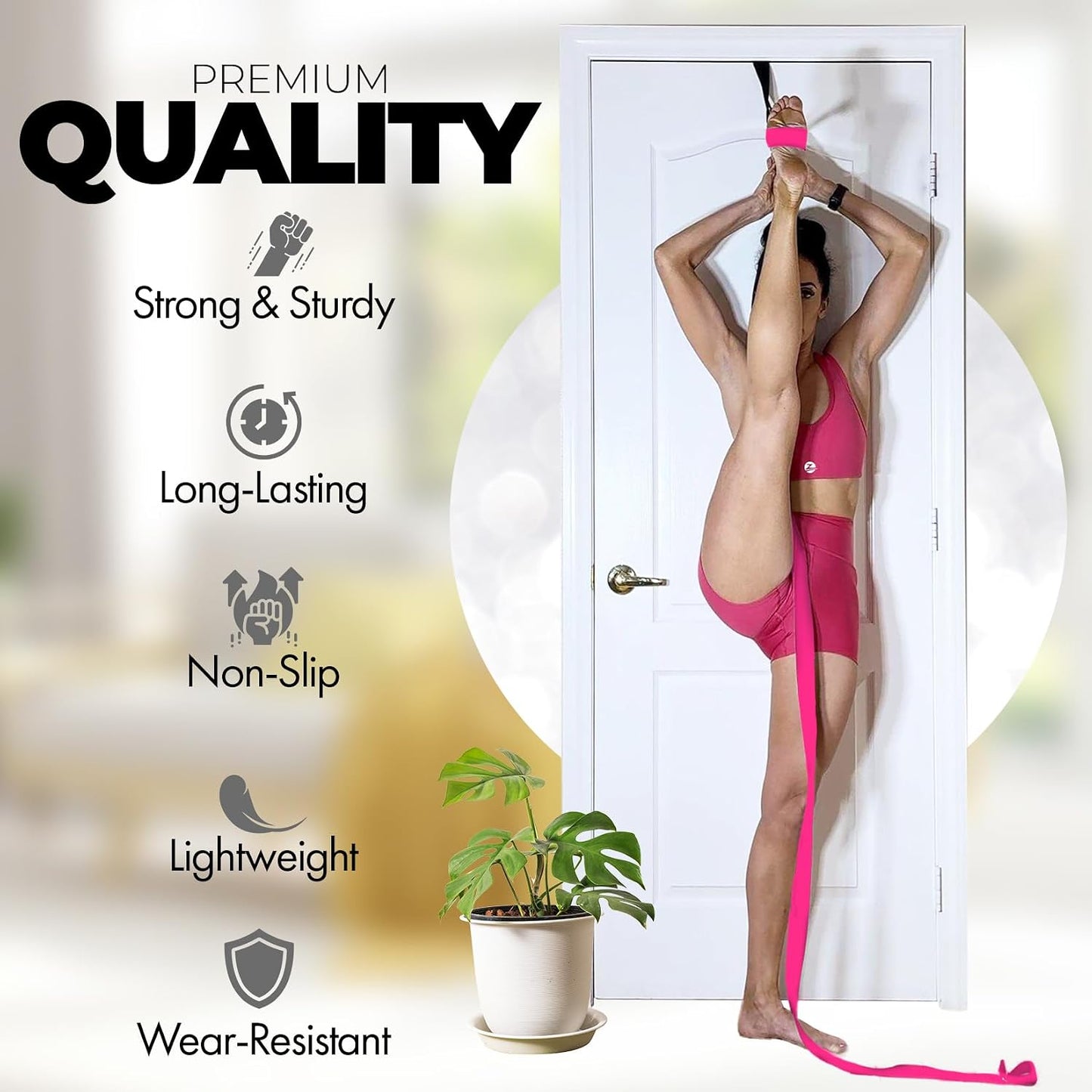 Pilates Stretching Strap with Door Anchor for Flexibility Training | Improve Leg Flexibility, Core Stability and Posture Alignment - Ideal for Pilates, Stretching, Mobility and Home Workouts