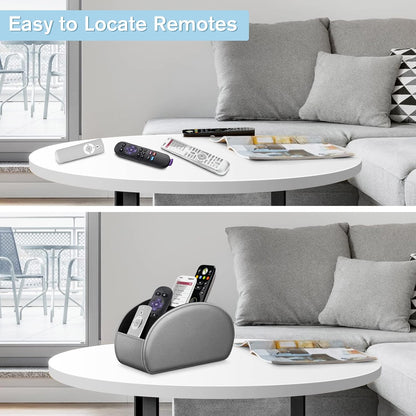 FINTIE Remote Control Holder with 6 Compartments Vegan Leather | TV Remoter Caddy Desktop Makeup Brush Holder Storage, Fits TV Remotes, Media Controllers, Office Supplies, Black