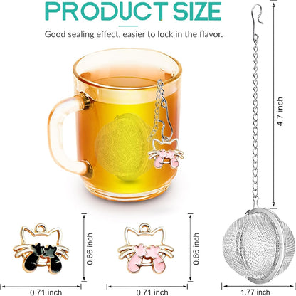 Tea Steeper for Loose Tea 2pcs NSTaygate Tea Infuser with Charm Handmade Cute Butterfly BFF Pendant, Tea Strainers for Loose Tea 304 Stainless Steel Tea Ball for Brew Tea