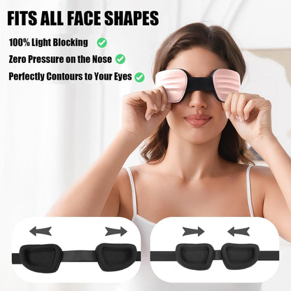 Sleep Eye Mask for Sleeping, 100% Blackout Eye Mask for Women & Men, 3D Contoured Zero Pressure Design, Adjustable Soft Blindfold, Eyelash Friendly Sleep Mask for Travel, Nap & Night Sleep