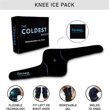 The Coldest Knee Ice Pack Wrap, Hot and Cold Therapy - Reusable Compression Best for Meniscus Tear, Injury Recovery, Bursitis Pain Recovery, Sprains, Swelling and Rheumatoid Arthritis