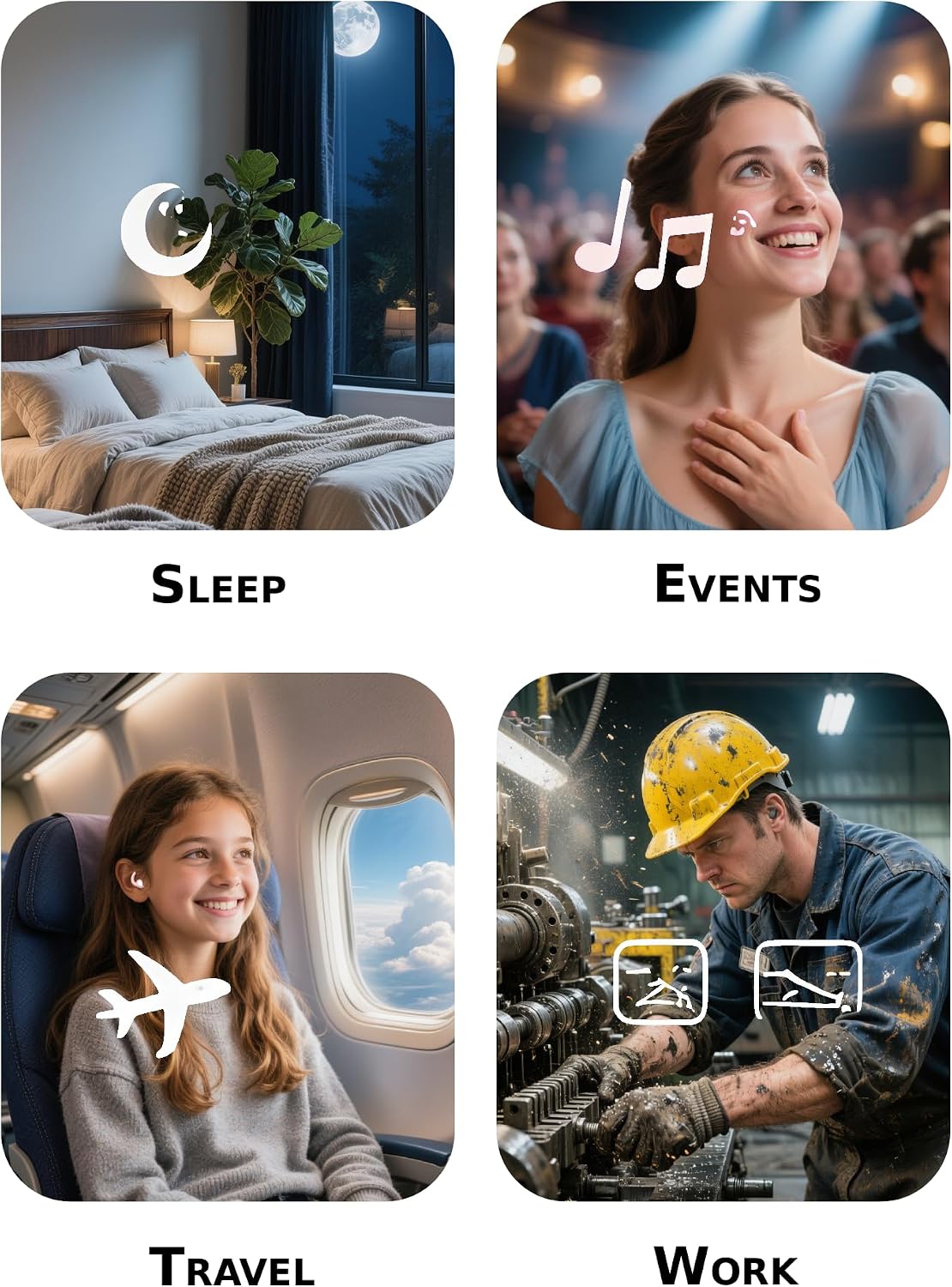 Afflatus Ear Plugs for Sleep and Noise Reduction, Soft & Comfort, 26dB | Snug Ear-Hug Fit, Side Sleep Comfort, Non-In-Ear, 2 Pairs 2 Sizes (S+L), Delicate Giftbox, Washable, Reusable
