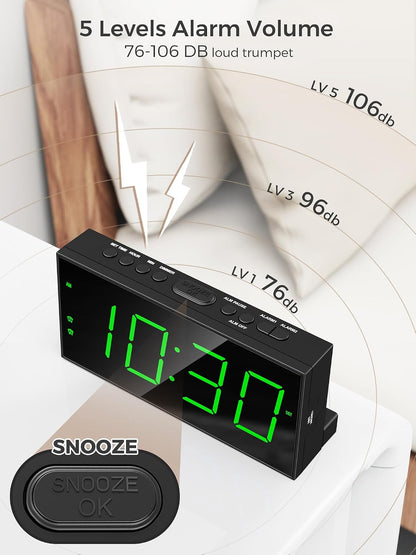 Vibrating Alarm Clock for Heavy Sleepers with Bed Shaker, 116dB Dual Alarms