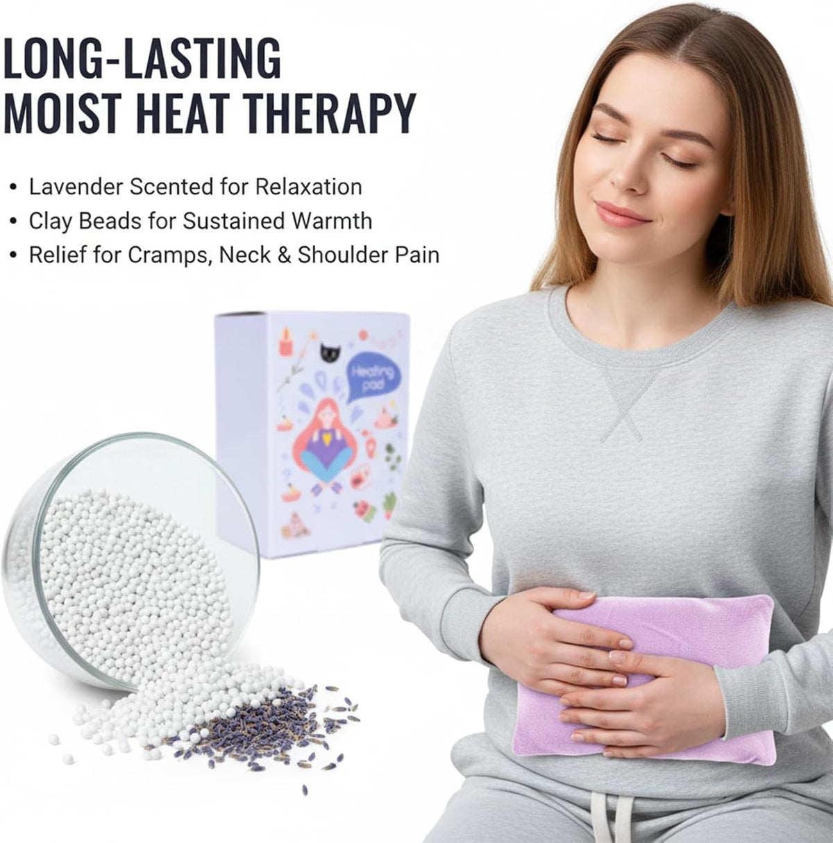 Microwavable Heating Pad - Multi-Purpose Warm Relief for Neck, Shoulders, Lumbar Muscles, Colic & Upset Stomach, Soft Skin-Friendly Fabric, Portable for Home/Office/Travel