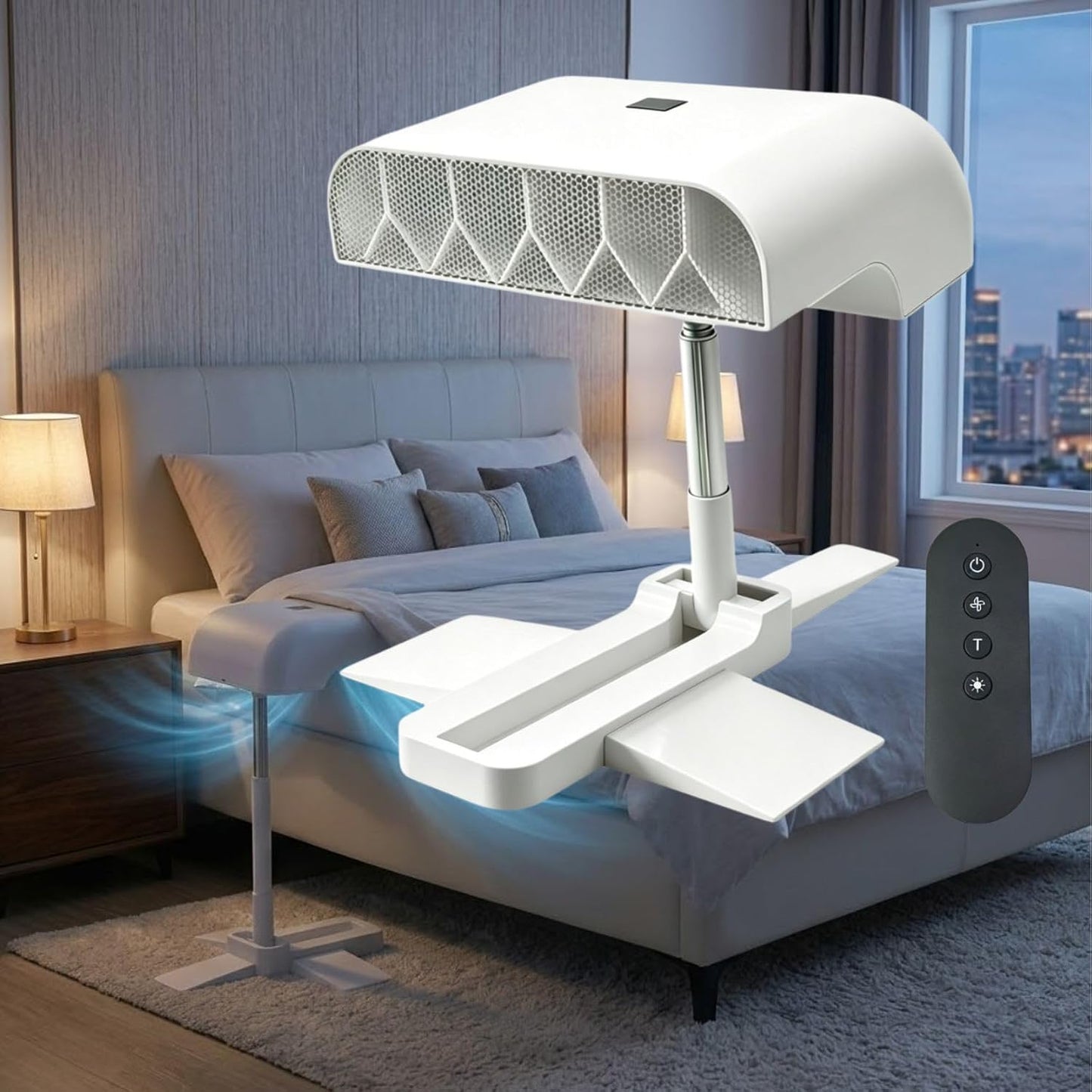 Bed Fan Under Sheets, 5 Speeds Cordless Cooling System with Remote