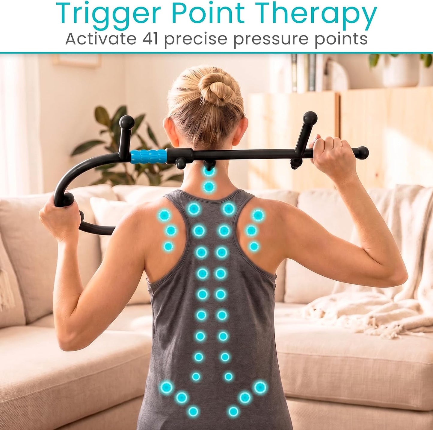Vive Back and Neck Massager Cane - Trigger Point Massage Tools for Pain | Relief and Muscle - Handheld Self Massage Hook Therapy for Neck, Shoulder - Deep Tissue Myofascial Release Aid for Women