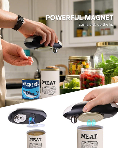 CIRCLE JOY Electric Can Opener, One-Touch Automatic Can Opening with Smooth Edges, Food Safety Handheld Battery-Operated Can Opener for Kitchen and Seniors, Blue