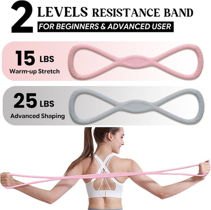 Figure 8 Resistance Band, Figure 8 Resistance Bands for Women Men,Resistance Band Figure for Working Out, Non-Slip Handles, Home Gym, Yoga & Physical Therapy