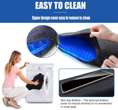 Gel Seat Cushion for Long Sitting - 1.65inch Double Thick Cooling Egg Cushion for Back, Hip, Sciatica, Coccyx, Tailbone Pain Relief - Office Chair Car Seat Cushion – Wheelchair Cushions