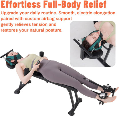 Electric Spinal Decompression Table, 400 LBS Heavy Duty Motorized Full Body Traction Table, Non-Inversion Spine Stretcher Bench for Safe Daily Use