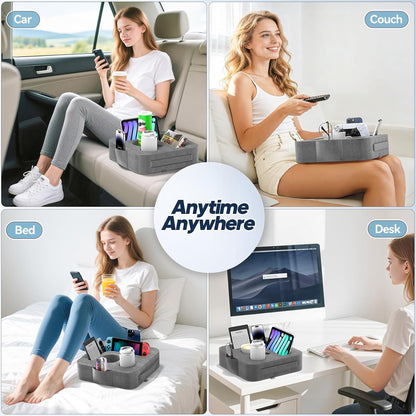 Couch Cup Holder Pillow, Sofa and Bed Caddy for iPad, Kindle, Switch, Game Controller, Remotes, Phones, Small-Sized Cup & Drink Holder for Couch, Bed, Desk, Car, Beach, Bathroom Cup Holder
