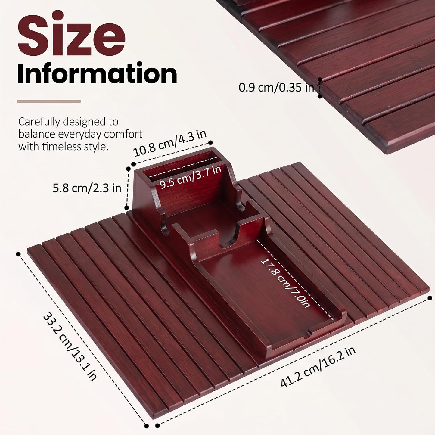 Acacia Couch Armrest Table, Over the Couch Arm Tray with Removable Couch Cup Holder, 2 in 1 Design Foldable Armchair Couch Caddy and Sofa Drink Cup Holder for Home Essentials Decor Hack