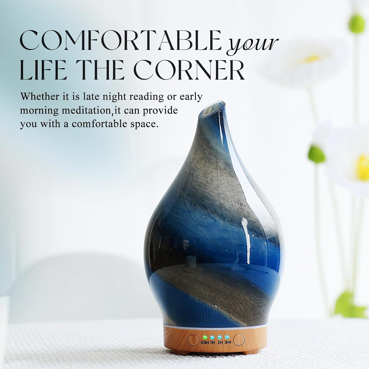 Porseme Oil Diffuser 3D Glass Aromatherapy Ultrasonic Humidifier, Air Refresh Auto Shut-Off, Timer Setting, BPA Free for Home Hotel Yoga Leisure SPA Gift 150ml Last 6H - Colors A