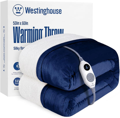 Westinghouse Heated Throw Blanket, 50"x60", Charcoal, ETL Certified
