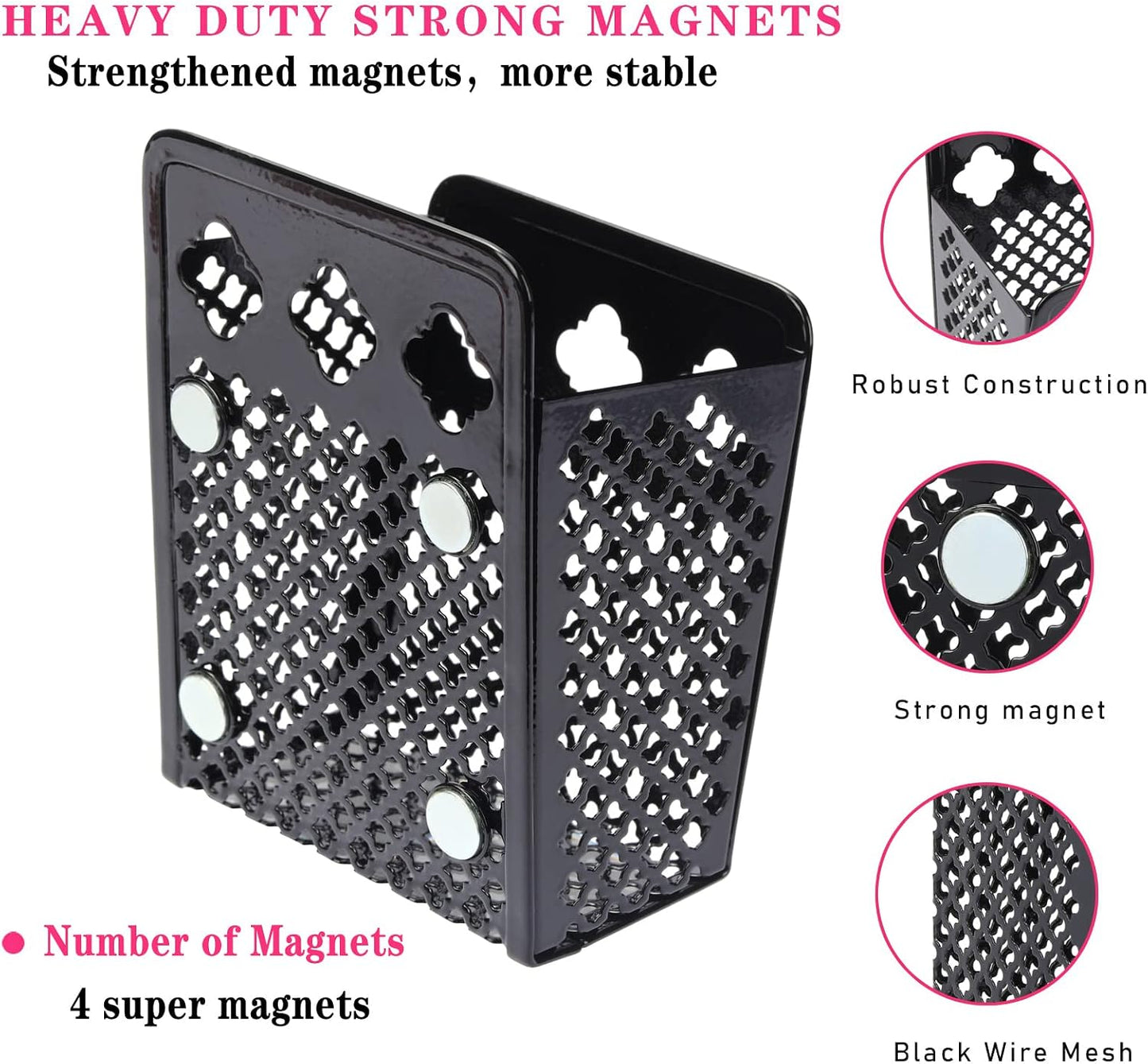 Magnetic Pencil Holder - Magnetic Locker Organizer | Pen Holder Locker Accessories for School and Office (1 Pack Black)