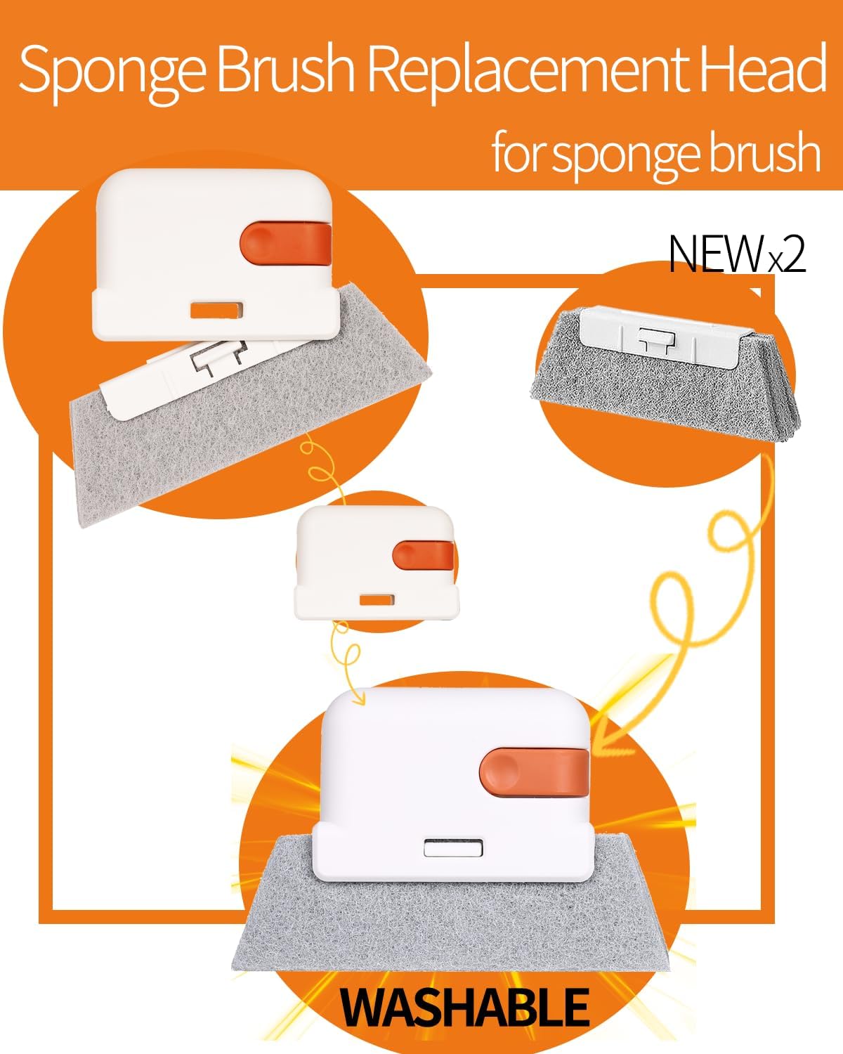 Window Sill Cleaner Tool, Sliding Door Track Cleaner, 8-Piece Brush Kit | Hard Bristle, Crevice and Sponge Brushes with Replacement Heads for Window Grooves, Shower Tracks, Grout, Sinks and Vents