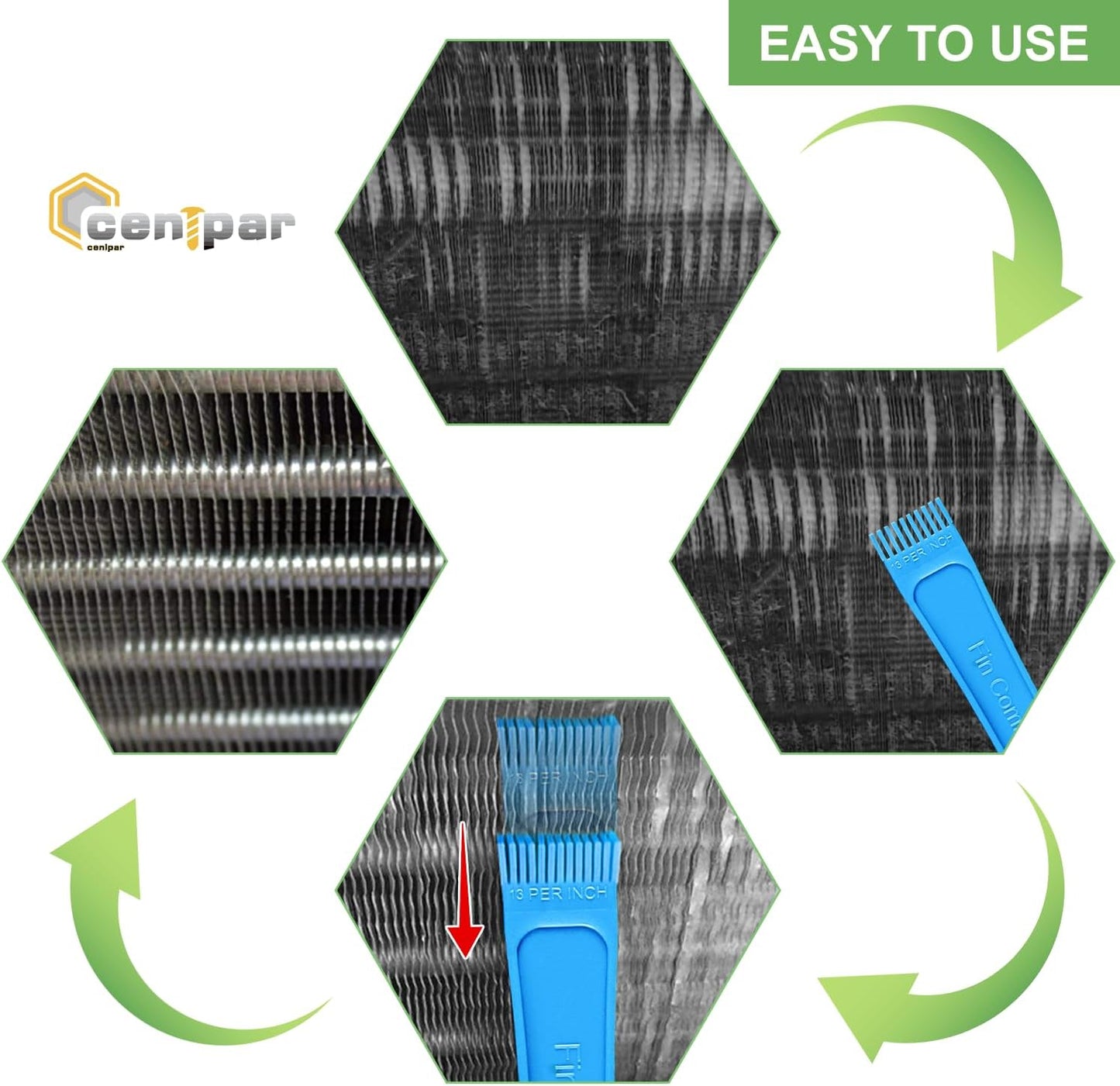 Cenipar 2PCS Air Conditioner Condenser Fin Comb Set Include FCR6 Fin Comb and Stainless Radiator Fin Comb Compatible with Air Conditioner HVAC Fin Comb Straightener