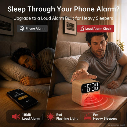 AuroraCalm Extra Loud Alarm Clock for Heavy Sleepers with 115dB Alarm
