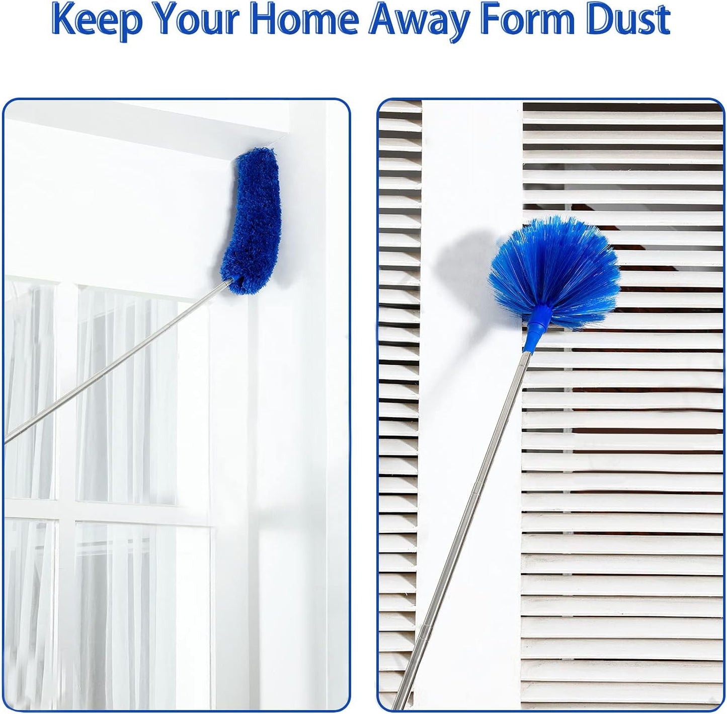ZZ LAZYCOTTAGE 10 PCS Microfiber Feather Duster Kit, Dusters for Cleaning with Extension Pole, Retractable Bendable, Gap Dust Brush Blind Duster, for Cleaning Ceiling Fan, High Ceilings, Cars