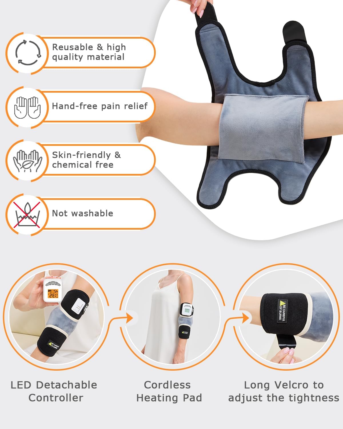 Cordless Foot Warmer with Heat and Massage - Rechargeable Heating Pad for Feet, 3 Temp & Vibration Levels, 60 Min Timer for Plantar Fasciitis, Ankle Pain, Cold Feet at Home, Office, Sleeping