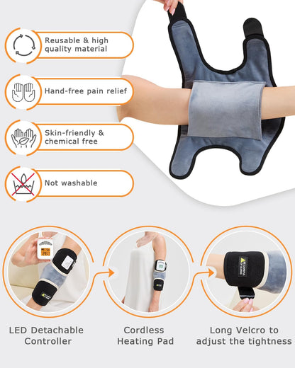 Cordless Foot Warmer with Heat and Massage - Rechargeable Heating Pad for Feet, 3 Temp & Vibration Levels, 60 Min Timer for Plantar Fasciitis, Ankle Pain, Cold Feet at Home, Office, Sleeping