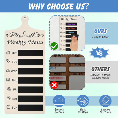 Catcan Magnetic Wood Menu Board for Fridge Meal Planner Chalkboard