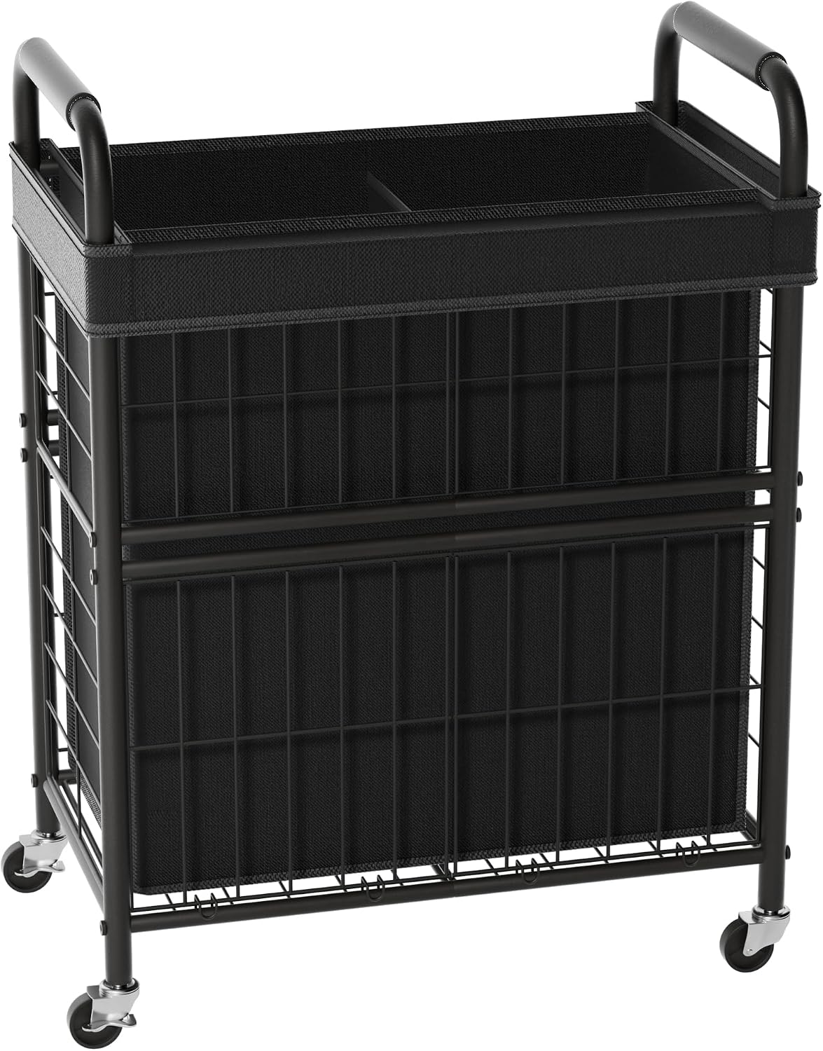 110L Rolling laundry Sorter Hamper Basket 2 Section with Wheels | Laundry Cart with Removable Bag, Clothes Organizer, Bedroom, Bathroom, Laundry Room, Dorm Use