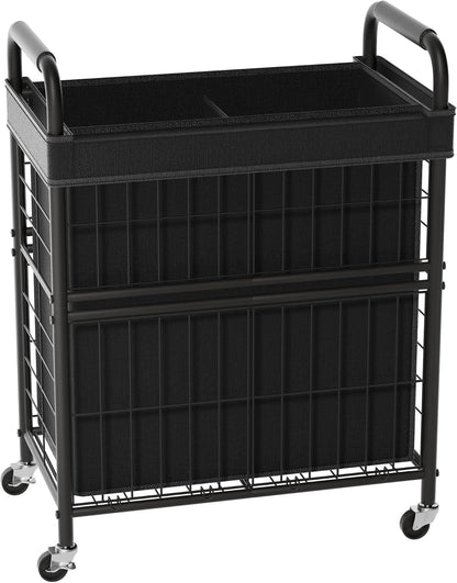 110L Rolling laundry Sorter Hamper Basket 2 Section with Wheels | Laundry Cart with Removable Bag, Clothes Organizer, Bedroom, Bathroom, Laundry Room, Dorm Use
