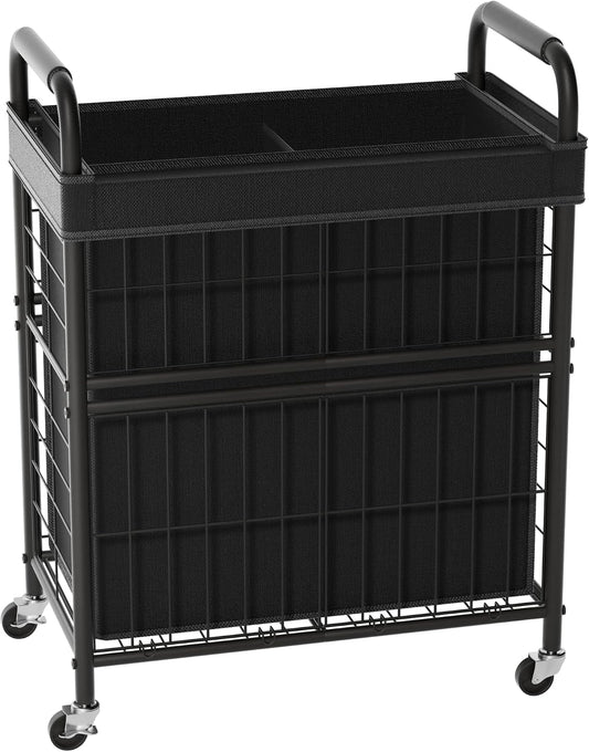 110L Rolling laundry Sorter Hamper Basket 2 Section with Wheels | Laundry Cart with Removable Bag, Clothes Organizer, Bedroom, Bathroom, Laundry Room, Dorm Use