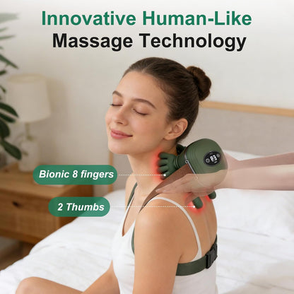 Human-Like Neck Massager with Heat for Pain Relief Deep Tissue, Cordless 4D Kneading Neck and Shoulder Massager with Bionic Fingers Massage and Screen, Ideal Gifts for Women Men