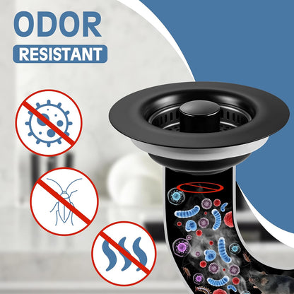 TGOSOMT Kitchen Sink Drain Strainer Stopper, Anti-Clog & Quick Drain | 3-IN-1 Design, Stainless Steel 304, Removable Strainer Basket, Corrosion & Scratch Resistant, Fits US Standard 3-1/2" Drain