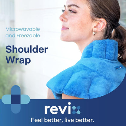 REVIX Microwave Heating Pad for Neck and Shoulders Back, Microwavable Heated Neck Wrap Warmer with Moist Heat, Lavender Aromatherapy Hot and Cold Pack